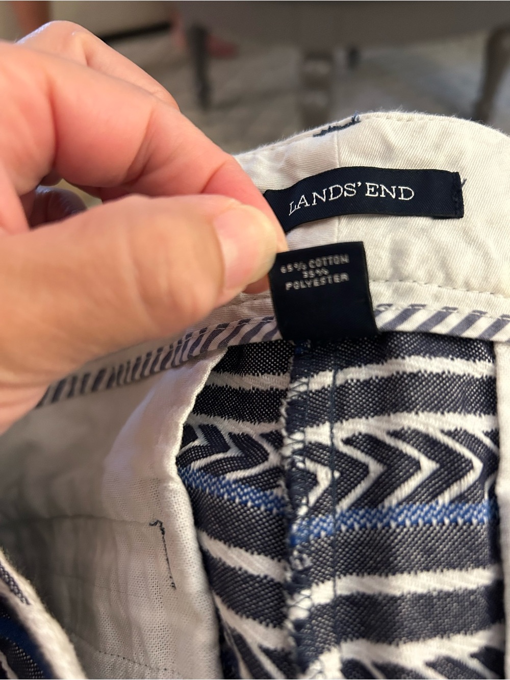 Land’s End Women’s Blue and White Striped Chino Shorts - Picture 4 of 6